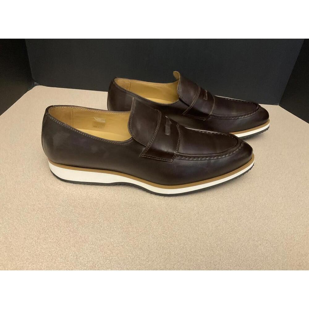 Mens Paul Frederick Dark Brown Leather Penny Loafer Dress Shoes. Size 10. Nice!